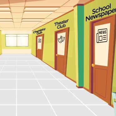 School hallway for Clubs & classrooms 
